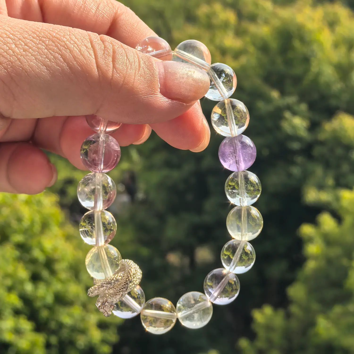 Amethyst Clear Quartz Citrine Bracelet styled flat lay with calm ritual details | QZZEN