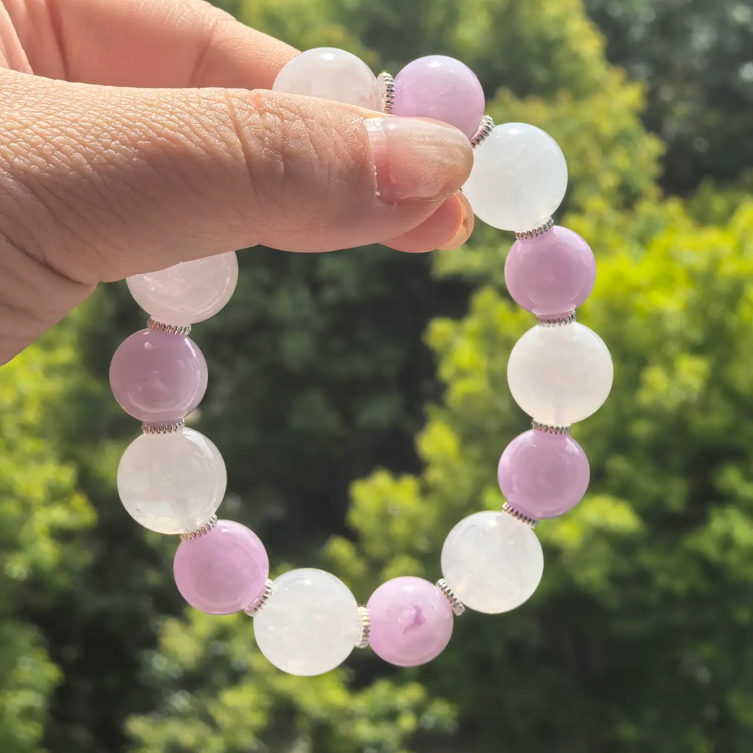 Rose Quartz Kunzite Bracelet styled flat lay with calm ritual details | QZZEN