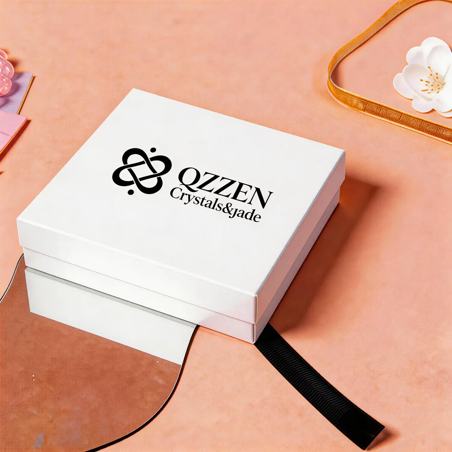Amethyst Rose Quartz Clear Quartz Bracelet gift box packaging with care card | QZZEN