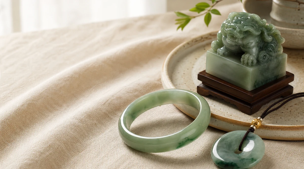 QZZEN editorial image for ancient jade seal meaning and history with natural crystal bracelet styling