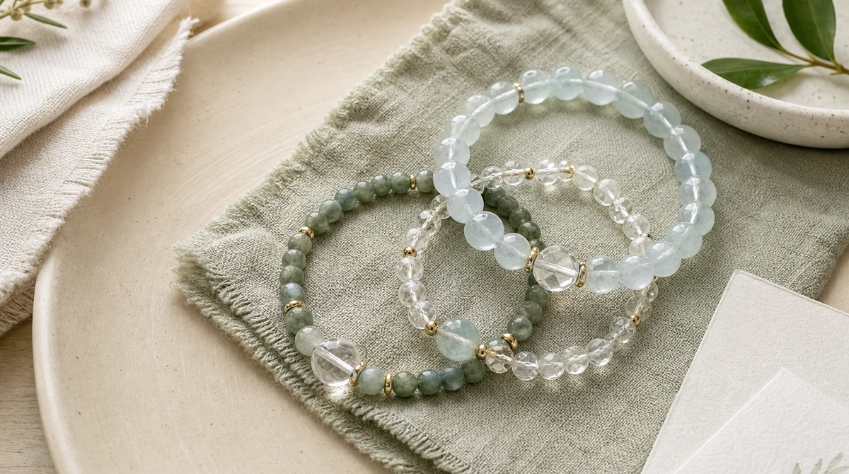 QZZEN editorial image for refresh your space: how to pick the ideal crystal décor with natural crystal bracelet styling