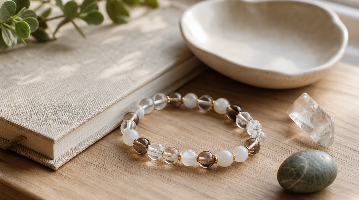 QZZEN editorial image for elevate your space: selecting the ideal crystal décor with natural crystal bracelet styling