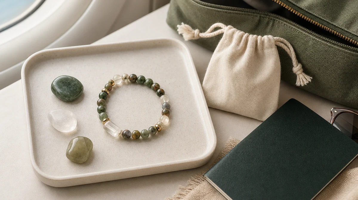 QZZEN editorial image for grounding crystal bracelet trend guide with natural crystal bracelet styling