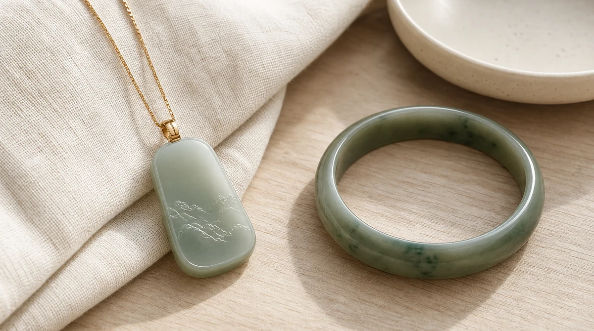 QZZEN editorial image for hetian jade meaning and care with natural crystal bracelet styling