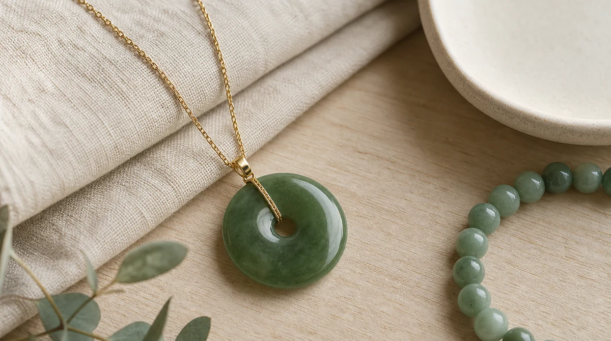 QZZEN editorial image for is hetian jade worth buying? with natural crystal bracelet styling