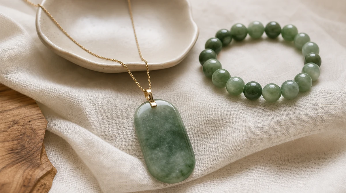 QZZEN editorial image for is jade just a green stone? with natural crystal bracelet styling