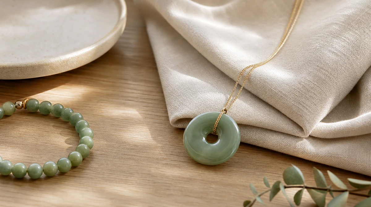 QZZEN editorial image for is your jade real and worth buying? with natural crystal bracelet styling