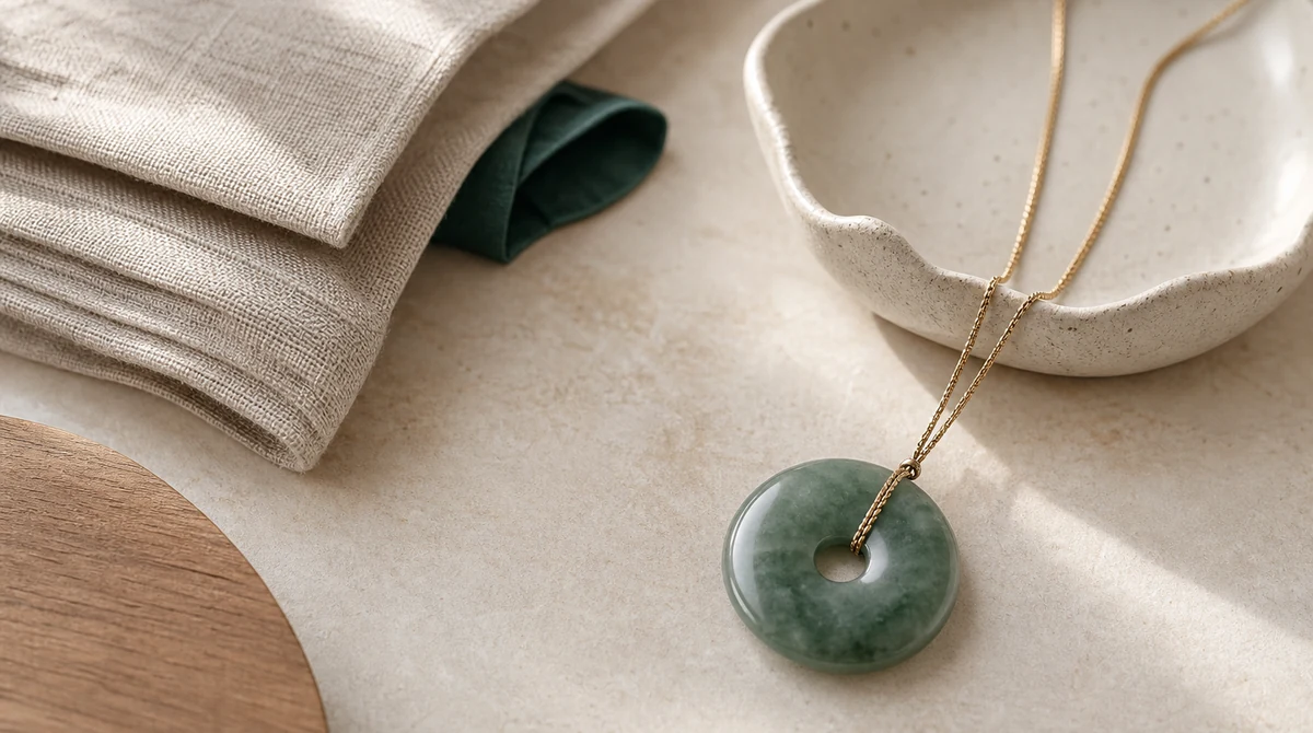 QZZEN editorial image for jade weekend rituals and quiet styling with natural crystal bracelet styling