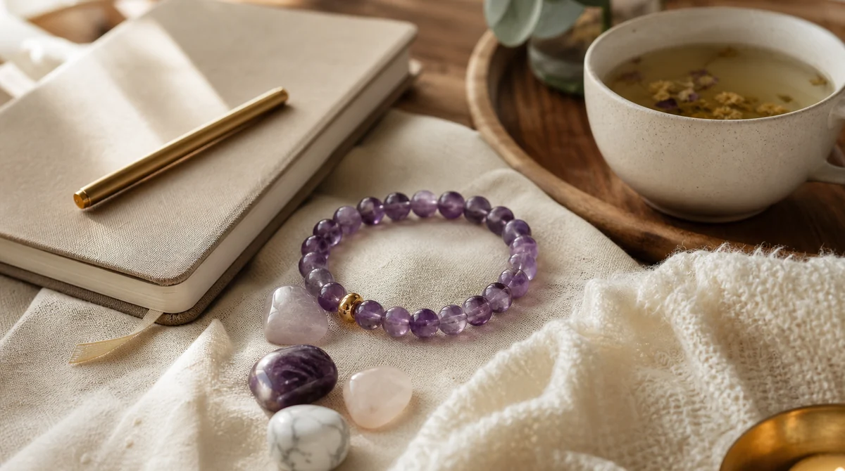 Grounding natural crystal bracelets for quality checks and custom QZZEN design