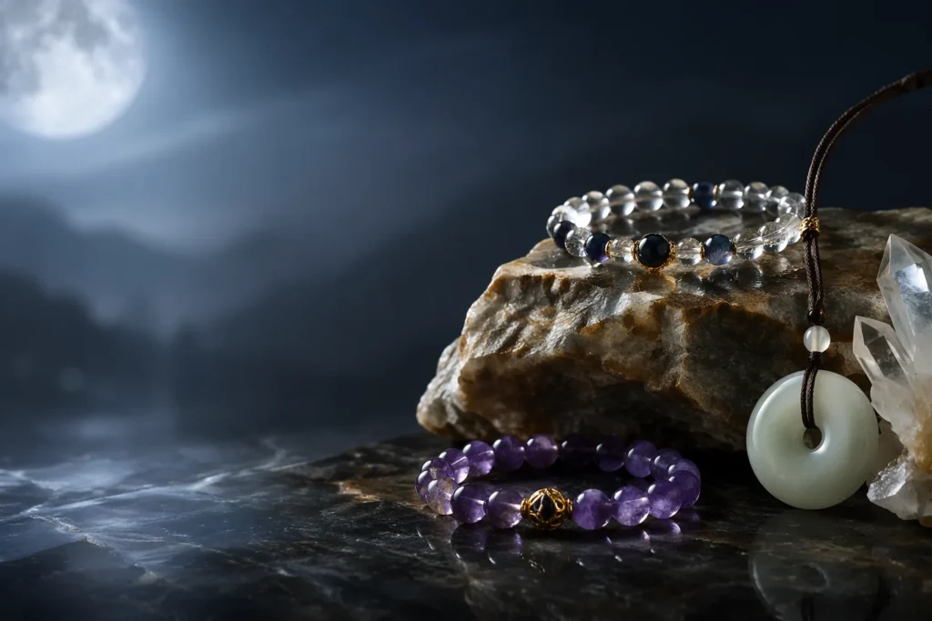 QZZEN jade and crystal ritual still life
